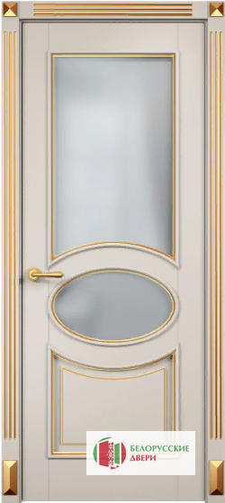 Двери массив дуба Римини ДПО-2  RAL1013 с золотой патиной багет - 1
