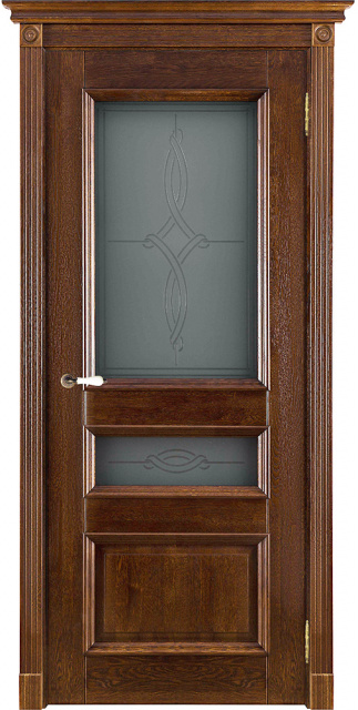 Дверь массив дуба DSW Афродита античный орех стекло - 1