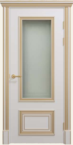 Дверь Поло 9016 белый патина золото стекло - 1