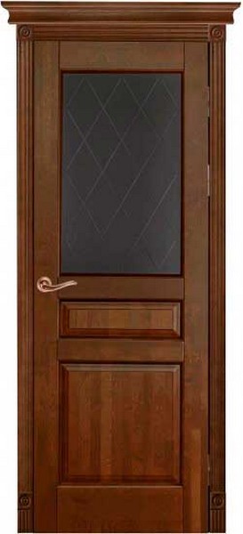 Дверь массив ольхи Валенсия античный орех стекло - 1