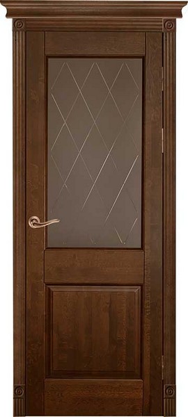 Дверь массив ольхи Элегия античный орех стекло - 1