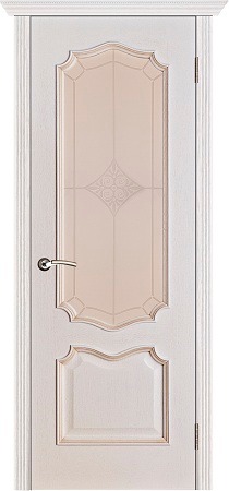 Двери Премьера белая патина стекло бронза - 1