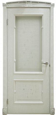 Двери Лотос белая эмаль остекленные - 1