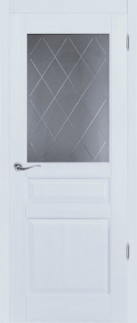 Дверь массив сосны Валенсия эмаль грей стекло - 1